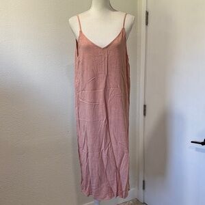 Jella C. Pink cotton linen Slip Dress with open back sz M